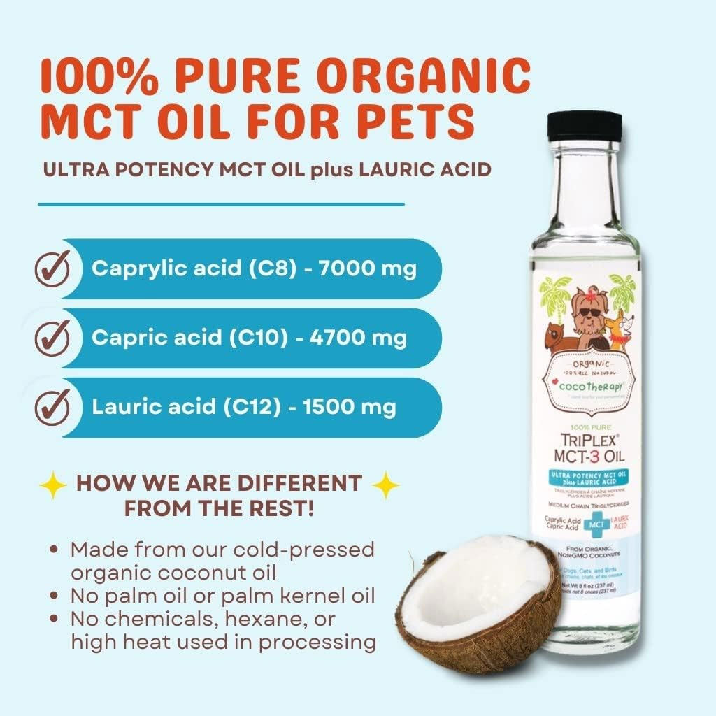 CocoTherapy Triplex MCT-3 Oil for Pets - 100% Organic MCT Oil