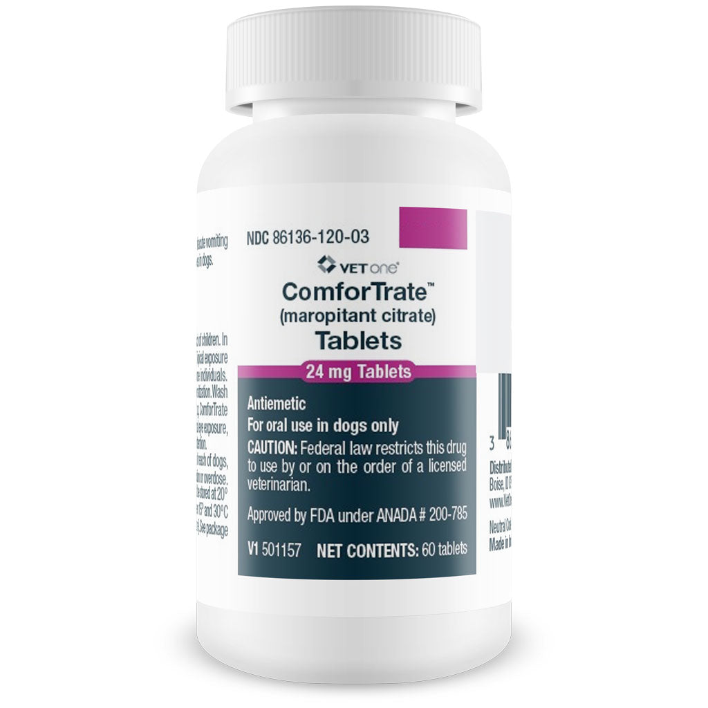 Comfor-trate (Maropitant Citrate) Antiemetic Tablets for Dogs: 24mg, 4