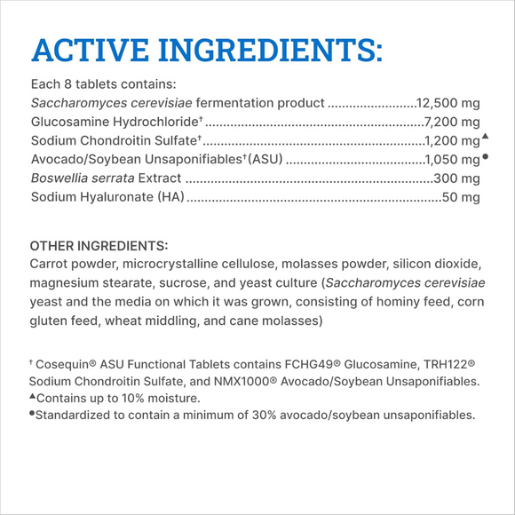 Nutramax Cosequin ASU Joint & Digestive Health Tab for Horses - Active Ingredients