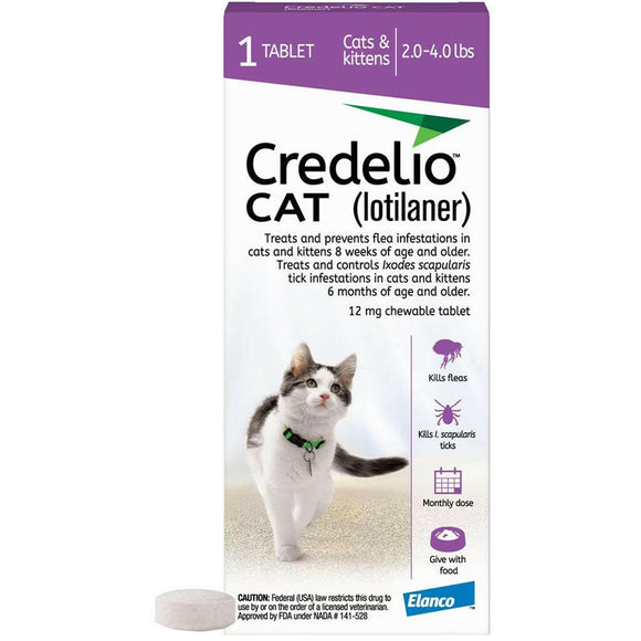 Credelio Chewable Tablets for Cats - 2-4 lbs (Purple Box) / 1 Chewable Tablet (1-mo. supply) - Pet Medicine 9