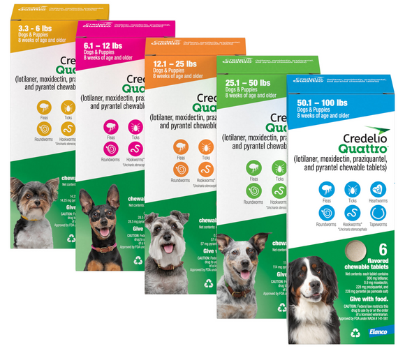 Credelio Quattro Flavored Chewable Tablets for Dogs - Pet Medicine 1