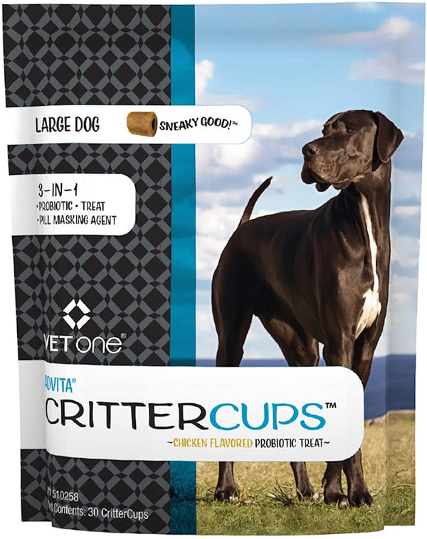 Crittercups are a delicious chicken dog treat, probiotic, and pill masker all in one