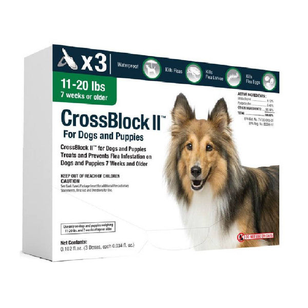 CrossBlock II Kills & Prevents Fleas for Dogs and Puppies 11-20 lbs (3 doses)
