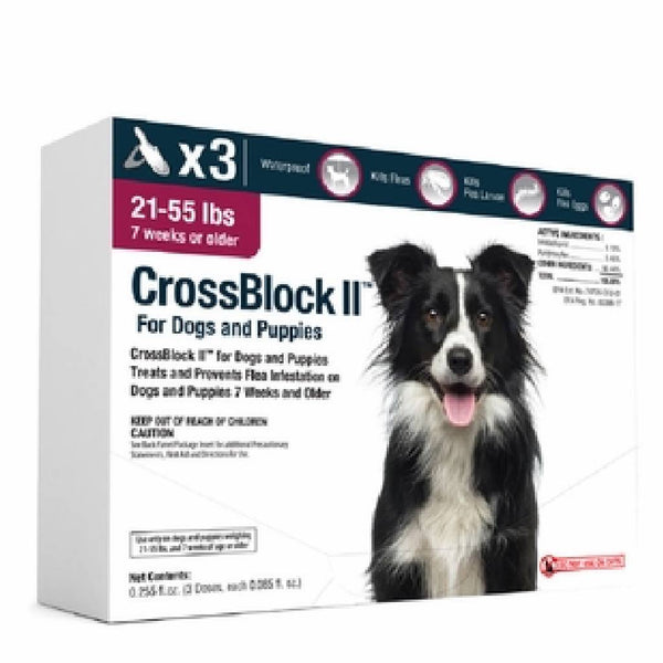 CrossBlock II Kills & Prevents Fleas for Dogs and Puppies 21-55 lbs (3 doses)