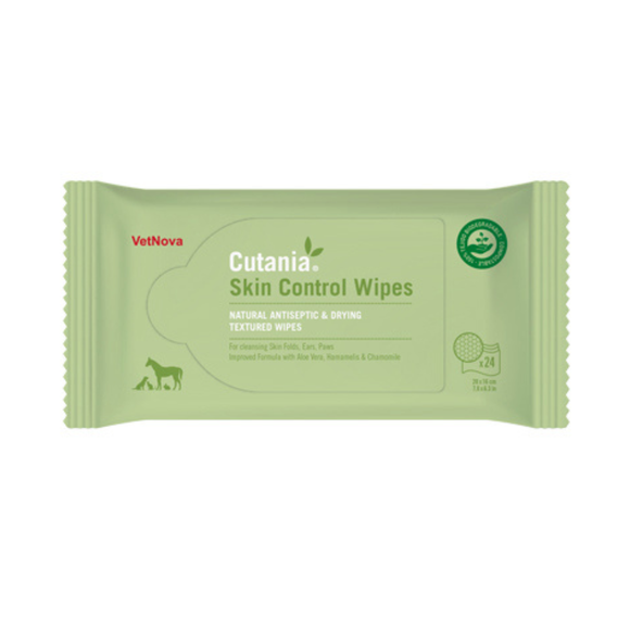 Cutania Skin Control Antiseptic & Drying Wipes for Dogs Cats Horses & Small Animals (24 wipes) - Pet Wipes 1