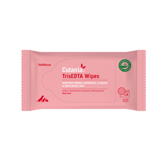 Cutania TrisEDTA Antimicrobial Wipes for Dogs Cats Horses & Small Animals (24 wipes) - Pet Wipes 1