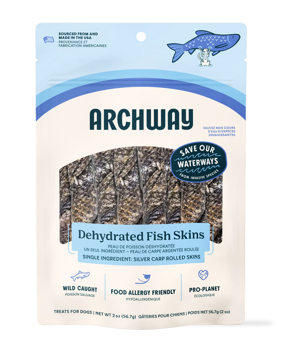 Archway Single Ingredient Silver Carp Rolled Skin Natural Dog Chew Treat, 2-oz