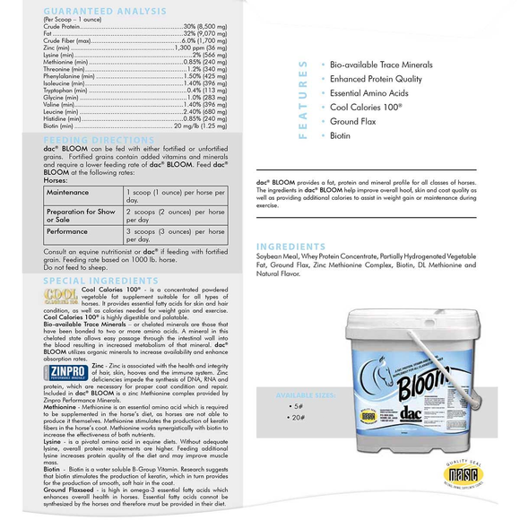 DAC Bloom Coat Health & Weight Gain Supplement for Horses - Horse Vitamins & Supplements 3