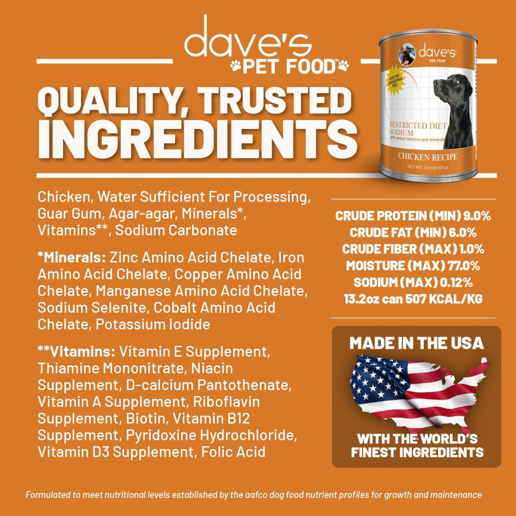 Dave's Pet Food Restricted Diet Sodium Chicken Wet Dog Food