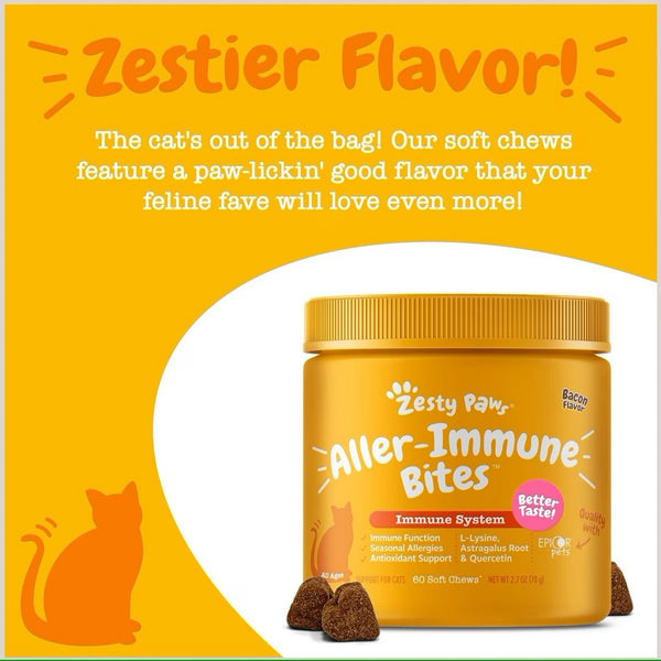 Zesty Allergy Immune Bacon Flavor Supplement For Cat (60 ct)