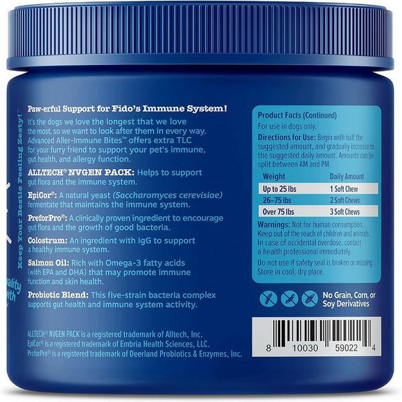 Zesty Paws Senior Advanced Allergy Immune Salmon Flavored Soft Chews Skin Support For Dog (90 ct)