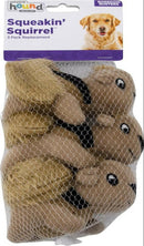 Outward Hound Squeakin Animals Squirrel Brown Dog Toy (3 pack)