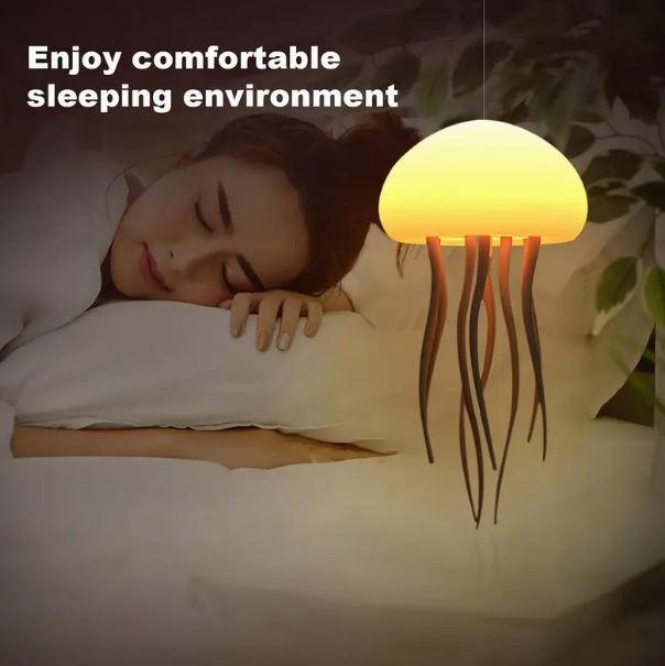 LED Jellyfish Night Light - Rechargeable Ambient Decoration Lamp Modern Mood Lighting Nightstand LED for Bedroom Indoor
