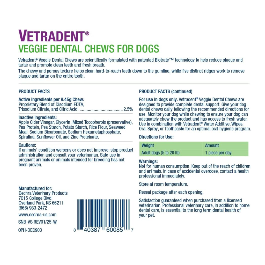 Dechra Vetradent Veggie Dental Chews for Dogs