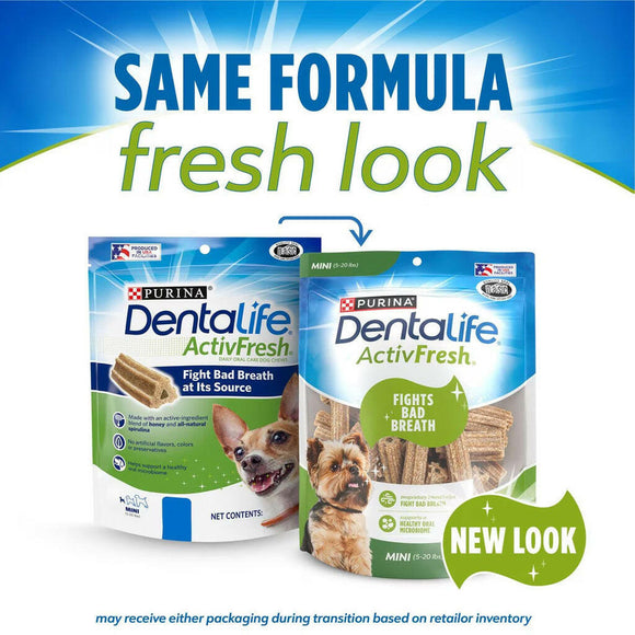 New Look of Purina DentaLife ActivFresh Daily Mini Dental Dog Treats