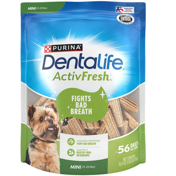 Purina DentaLife ActivFresh Daily Mini Dental Dog Treats, 56 count