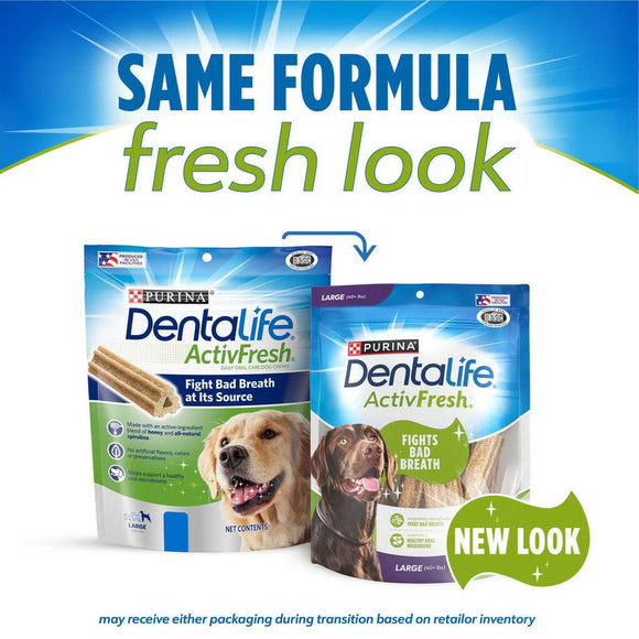 Purina DentaLife ActivFresh Daily Oral Care Large Dental Dog Treats new look