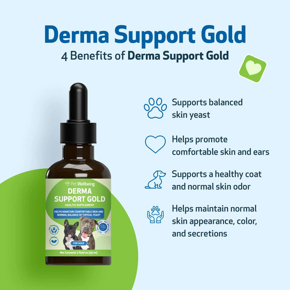 Derma Support Gold for Dogs Healthy Coat Odor & Itching (2 oz) - Dog Hot Spot & Itch Relief 4