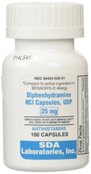 Diphenhydramine HCI Capsules (Manufacturer may vary - 25-mg / 100 Capsules - Online Dog Pharmacy: Supplements Vitamins