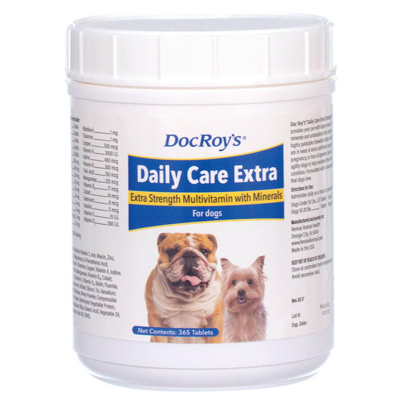 Doc Roy’s Daily Care Extra Canine Extra Strength Multivitamin with Minerals for Dogs - 365 tablets - Shop For Dog