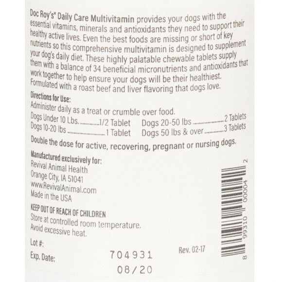 Doc Roy’s Daily Care Multivitamin Tablets for Dogs - Shop For Dog Products Online > Online Dog Pharmacy: Supplements