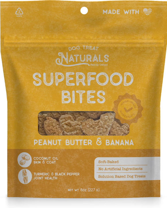 Dog Treat Naturals Superfood Bites Treats 8-oz - Peanut Butter & Banana - Dog Treats 1