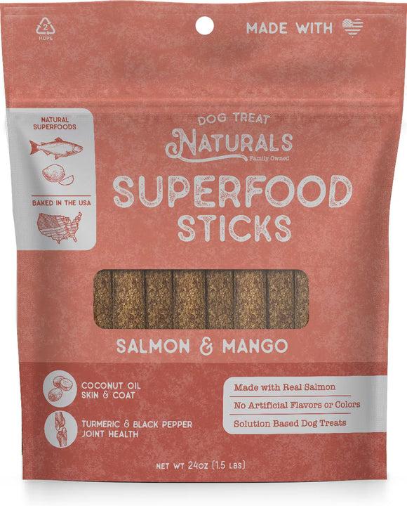 Dog Treat Naturals Superfood Sticks Treats 10-oz - 24-oz / Salmon & Mango - Dog Treats 4