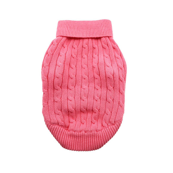 Doggie Design Combed Cotton Cable Knit Sweater for Dogs & Cats - XX-Small / Pink - Pet Apparel 12