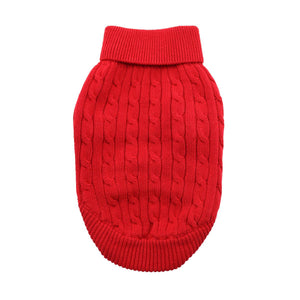 Doggie Design Combed Cotton Cable Knit Sweater for Dogs & Cats - XX-Small / Red - Pet Apparel 1