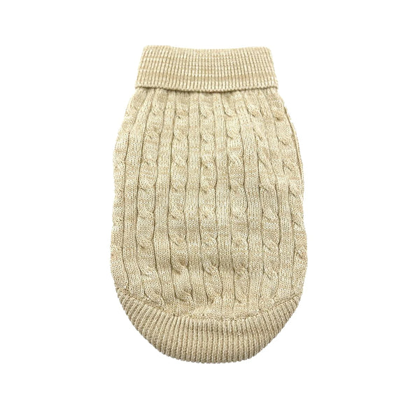 Doggie Design Combed Cotton Cable Knit Sweater for Dogs & Cats - XX-Small / Oatmeal - Pet Apparel 15