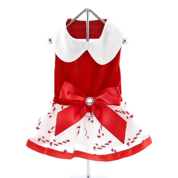 Doggie Design Holiday Harness Dress Candy Canes for Dogs & Cats - Dog Clothing & Apparel 1
