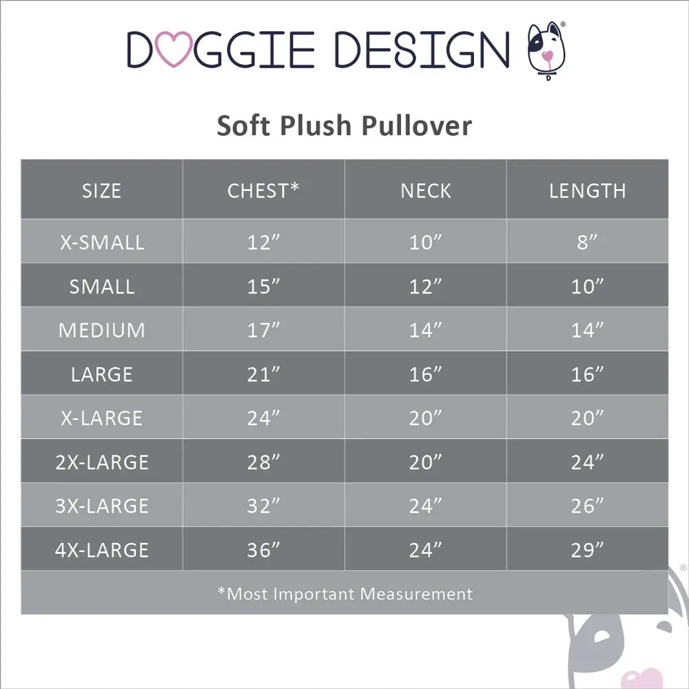 Doggie Design Pullover Size Chart
