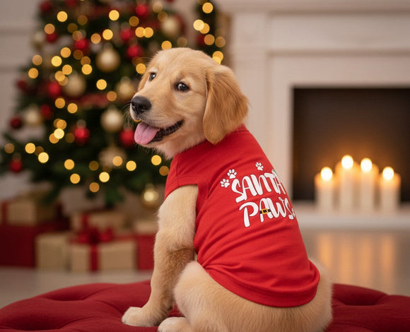 Doggie Design Santa Paws Shirt Red for Dogs & Cats - Dog Clothing & Apparel 2