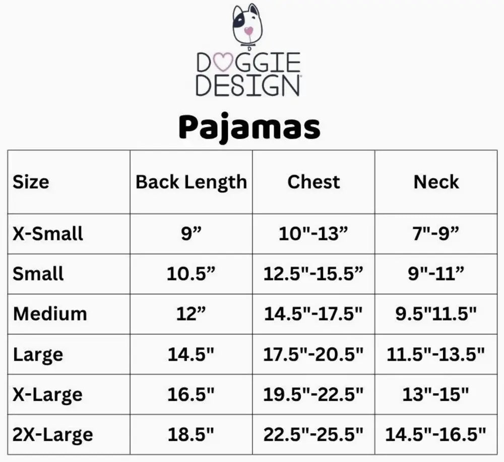 Doggie Design Santa Lil Helper Size Chart