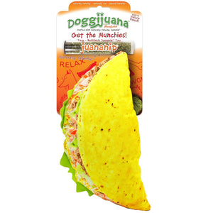 Doggijuana Get the Munchies Refillable Juananip Taco Squeaky Plush Dog Toy - Dog Toys 1