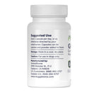 White supplement bottle with label on a white background