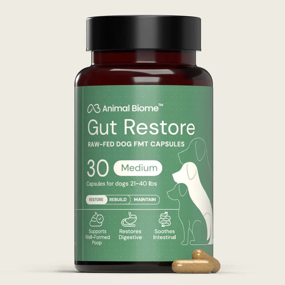 Doggy Biome Gut Restore Supplement Raw-Fed FMT Capsules for Dogs - 21 to 40-lbs / 30 - Dog Digestive & Probiotics