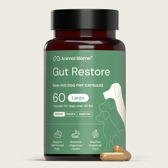 Doggy Biome Gut Restore Supplement Raw-Fed FMT Capsules for Dogs - Over 40-lbs / 60 - Dog Digestive & Probiotics