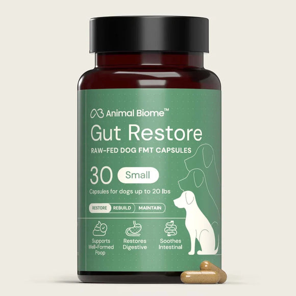 Doggy Biome Gut Restore Supplement Raw-Fed FMT Capsules for Dogs - Up to 20-lbs / 30 - Dog Digestive & Probiotics