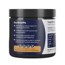 Probiotic supplement container with label detailing key benefits and usage instructions on a white background.