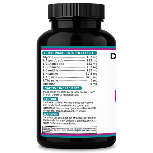 Black supplement bottle with detailed label on a white background