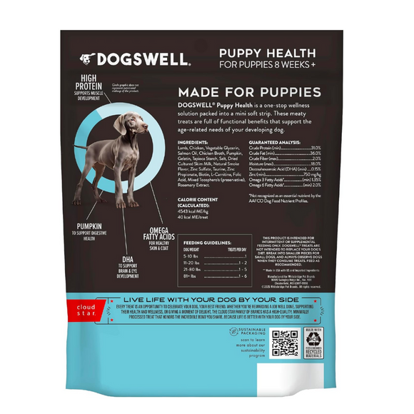 Dogswell Puppy Health Lamb Recipe Mini Soft Strips Treats - Puppy Treats 3