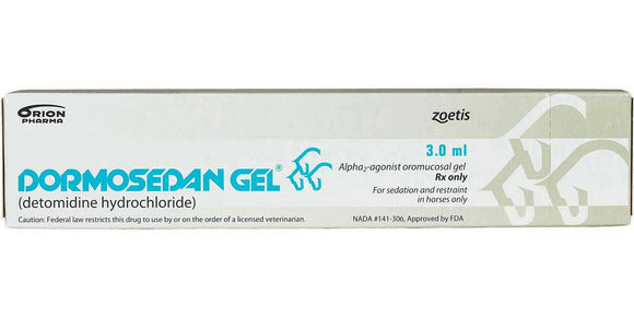 Dormosedan for horses is a veterinary gel that acts a sedative for horses. The active ingredient in the gel is detomidine hydrochloride . 