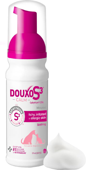 Douxo S3 CALM Soothing Itchy, Hydrated Skin Dog & Cat Mousse (5.1 oz)