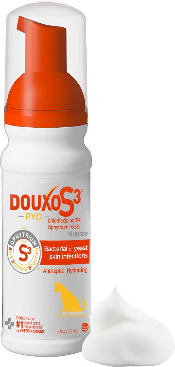 Douxo S3 PYO Antiseptic Antifungal Chlorhexidine Dog Mousse (5.1 oz) - Dog Grooming 1