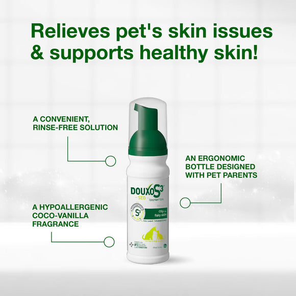 Douxo S3 SEB Odor-Control Seboregulating Dog & Cat Mousse (5.1 oz) - All Dog Grooming 6
