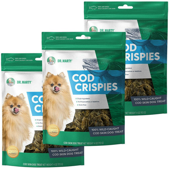 Dr. Marty Cod Crispies Freeze Dried Cod Skin Dog Treats - 4-oz (3 pack) - Dog Treats 6