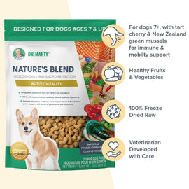 Features od Dr. Marty Nature's Blend Active Vitality Freeze Dried Raw Food for Senior Dogs
