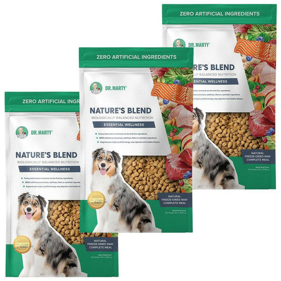 Dr. Marty Nature’s Blend Essential Wellness Freeze-Dried Raw Dog Food, 48-ozx3