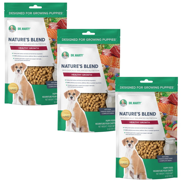 Dr. Marty Nature's Blend Healthy Growth Freeze Dried Raw Food for Puppies, 18Oz (6oz*3)